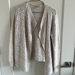 LOFT Cream Textured Open Knit Cardigan